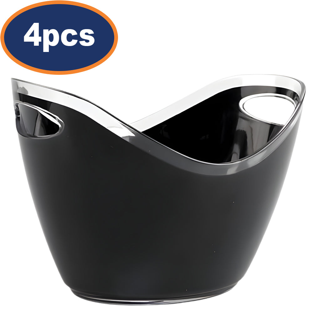 4Pcs 2.8L Black Ice Bucket with Handles