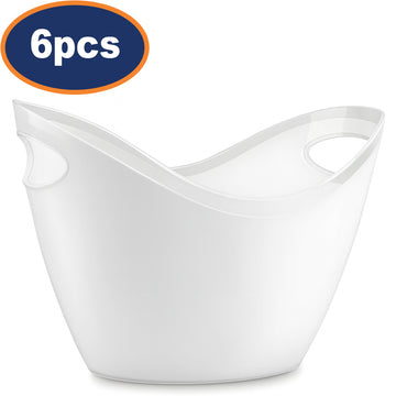 6Pcs 2.8L White Ice Bucket with Handles