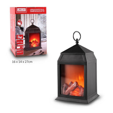 4 LED Flickering Flame Effect Fireplace Lantern