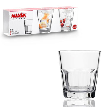 Octo Set of 3 270ml Fluted Glass Tumbler