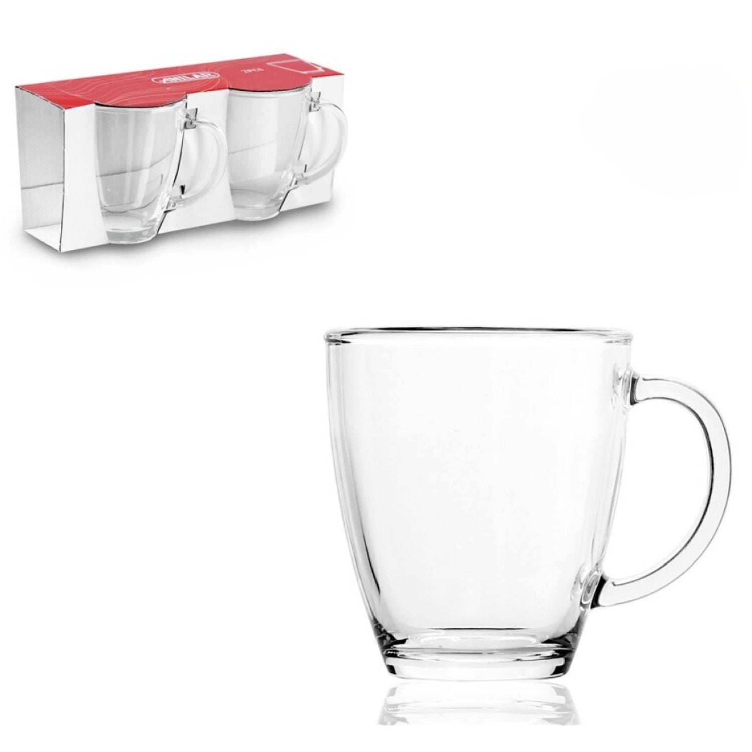 2Pcs 300ml Clear Glass Ergonomic Handle Coffee Mug Set