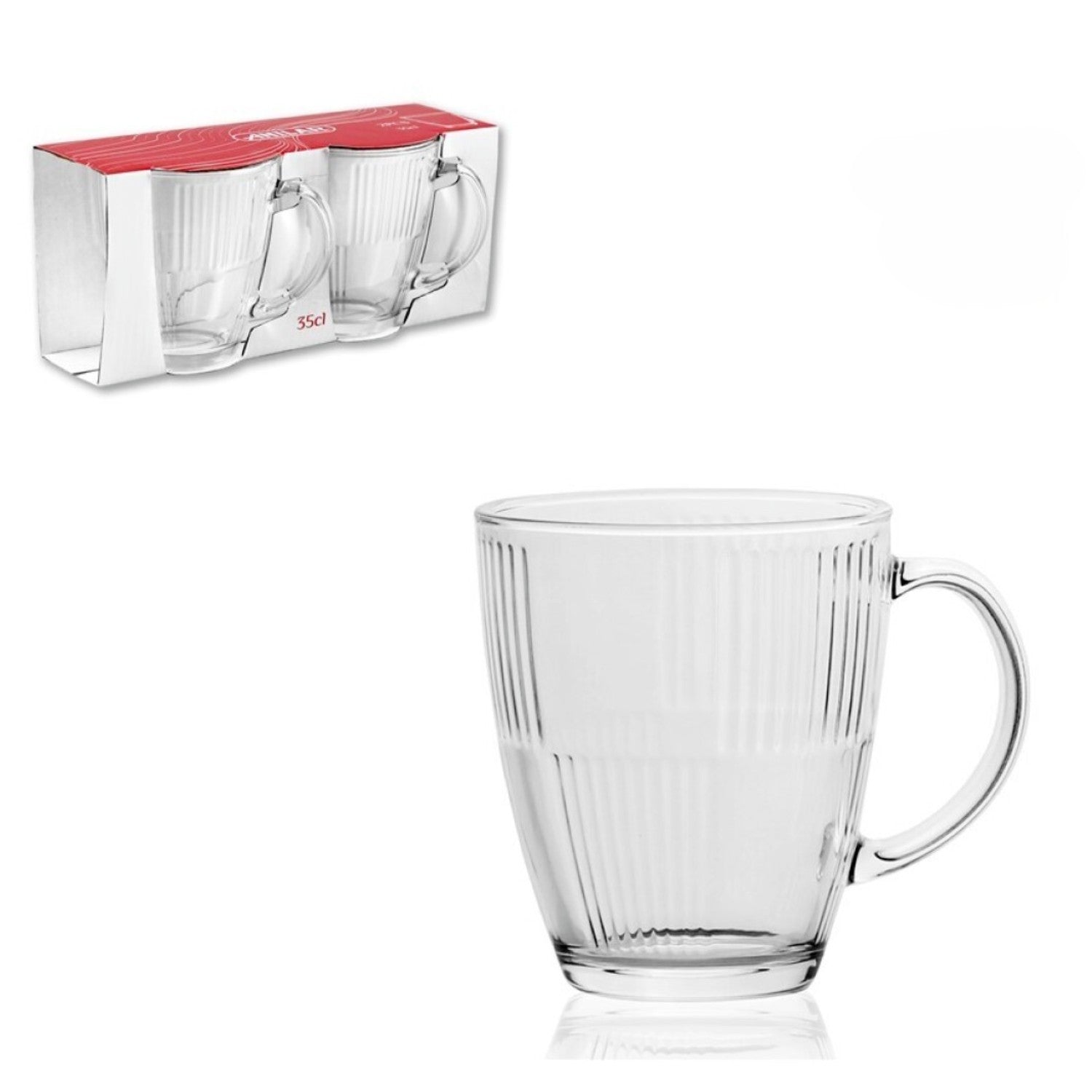 Clear Glass 300ml Elegant Mug Set of 2