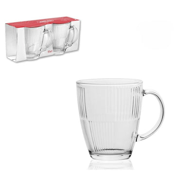 Clear Glass 300ml Elegant Mug Set of 2