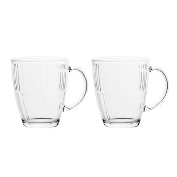 Clear Glass 300ml Elegant Mug Set of 2