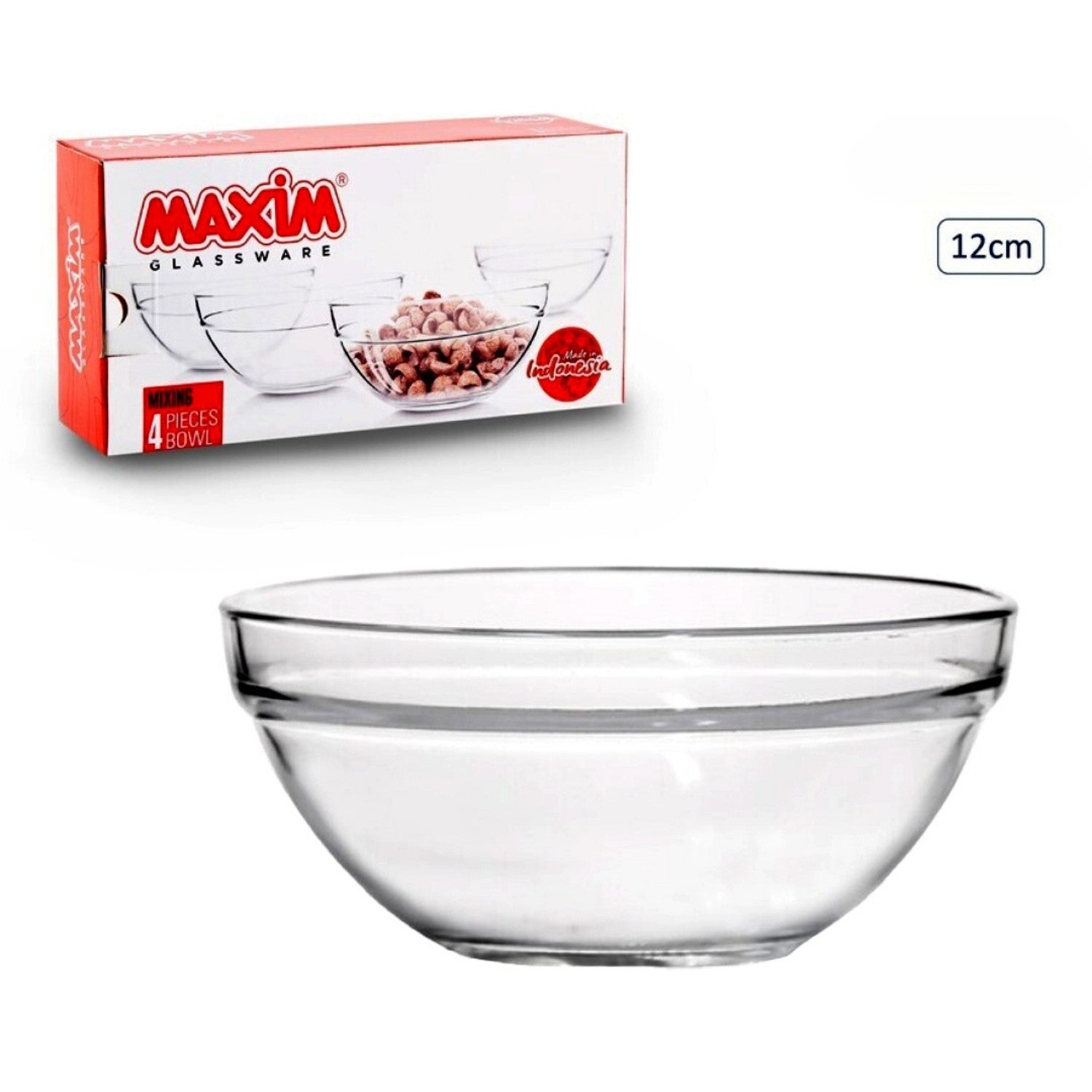 4Pcs Clear Glass 12.5cm Round Bowls Set