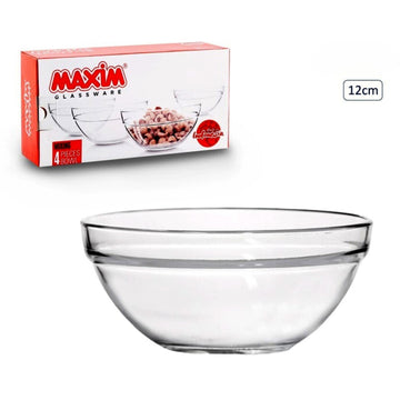4Pcs Clear Glass 12.5cm Round Bowls Set