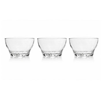 Set of 3 Clear Glass Dessert Bowls 10.5cm - Fruit & Snack Serving Bowls