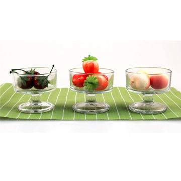 3Pcs 120ml Clear Glass Ice Cream Cups Set