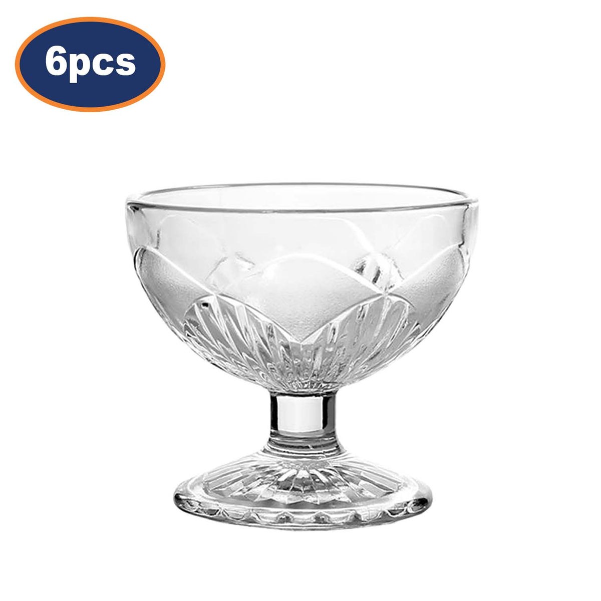 6Pcs 110ml Clear Glass Ice Cream Cups Set