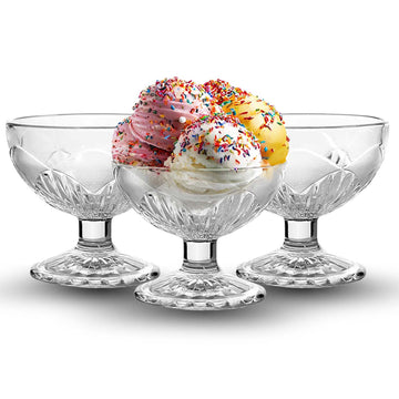 3Pcs 110ml Clear Glass Ice Cream Cups Set