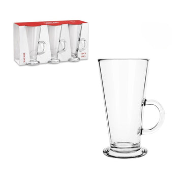 3Pcs 270ml Clear Glass Tapered Handle Mug Set