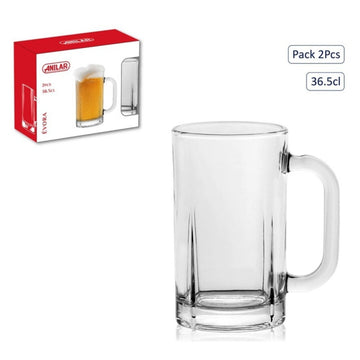 365ml Clear Glass Mug Set of 2