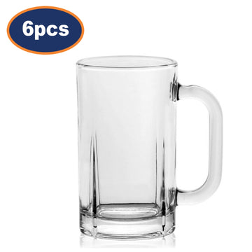 6Pcs 365ml Clear Glass Mugs