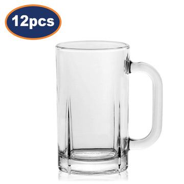 12Pcs 365ml Clear Glass Mugs