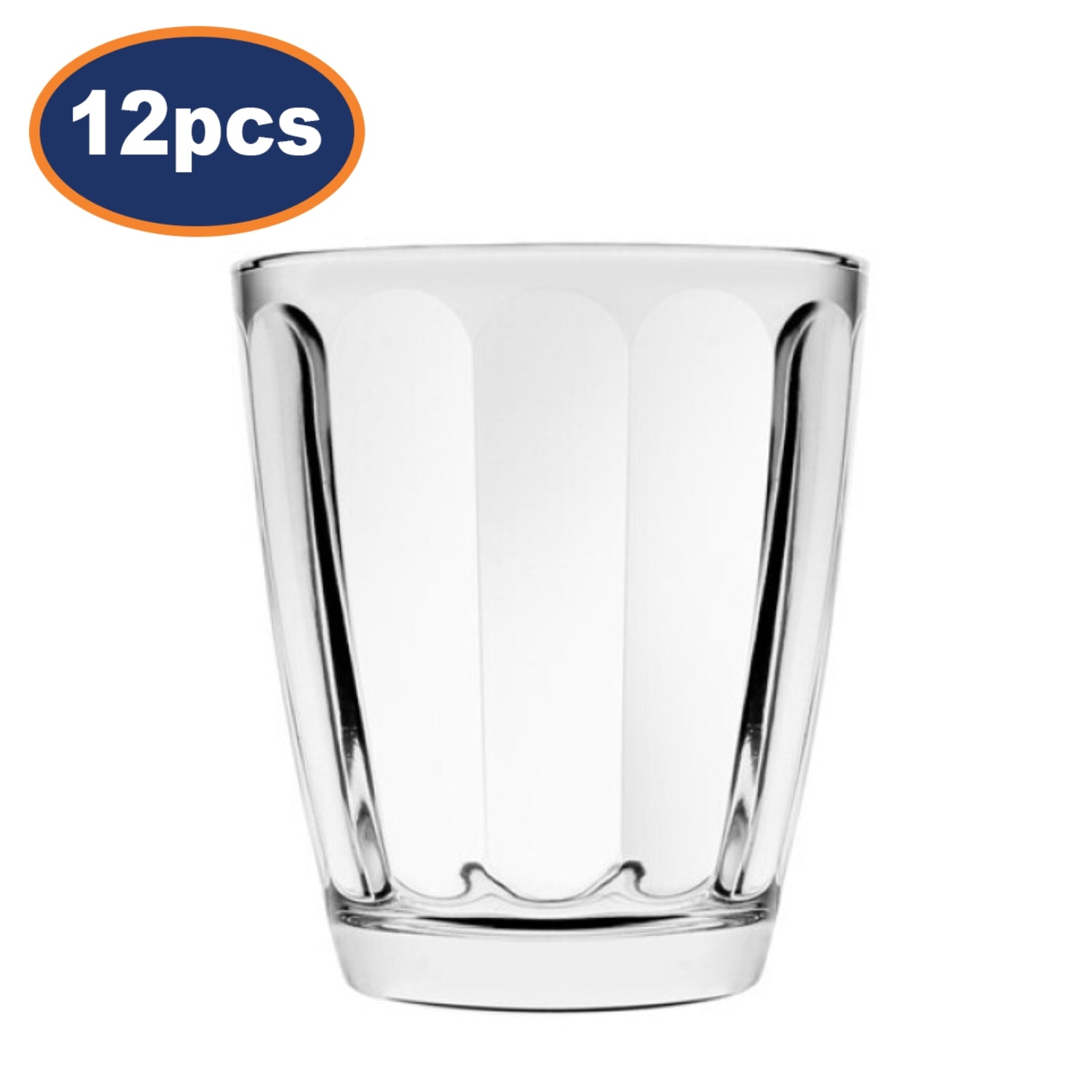 12Pcs 255ml Clear Fluted Glass Tumblers