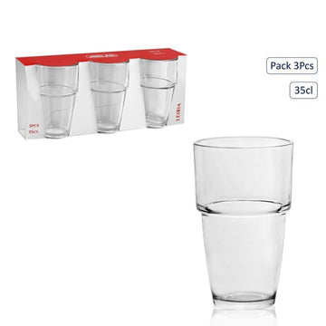Set of 3 Clear Tumbler Drinking Glasses 350ml - Water Juice Beverage Glasses