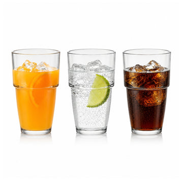 Set of 3 Clear Tumbler Drinking Glasses 350ml - Water Juice Beverage Glasses