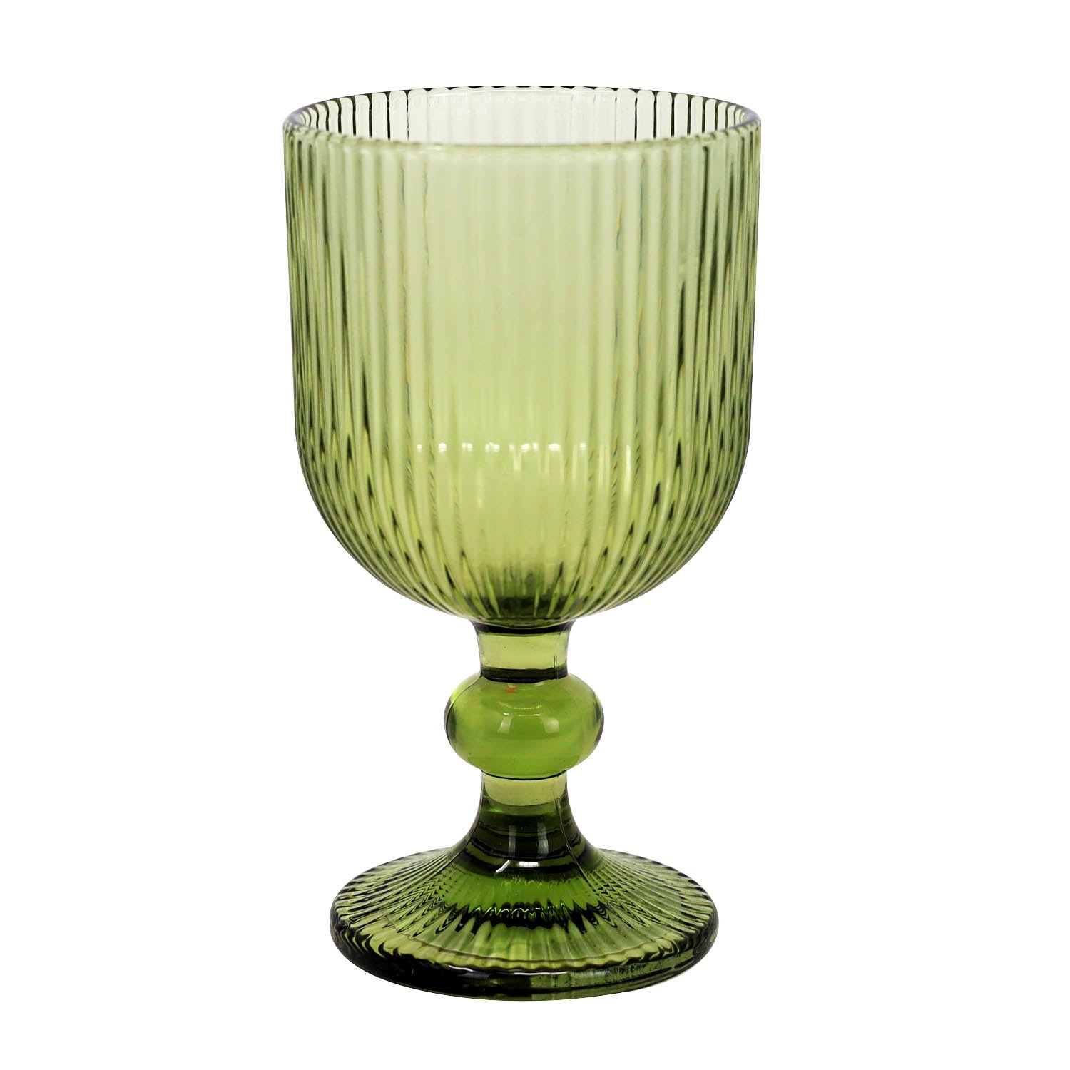 230ml Green Ribbed Goblet Wine Glass