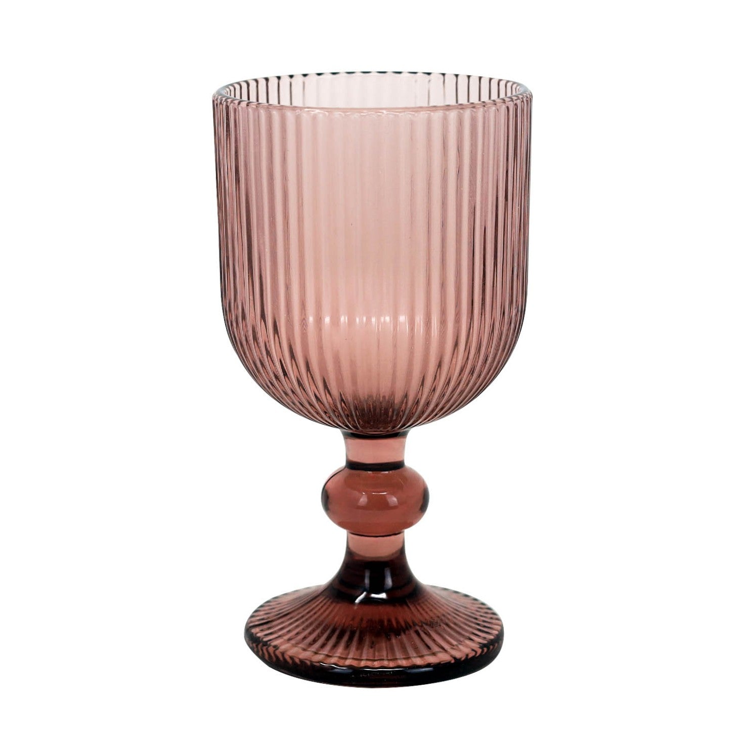 230ml Pink Ribbed Goblet Wine Glass