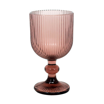 230ml Pink Ribbed Goblet Wine Glass
