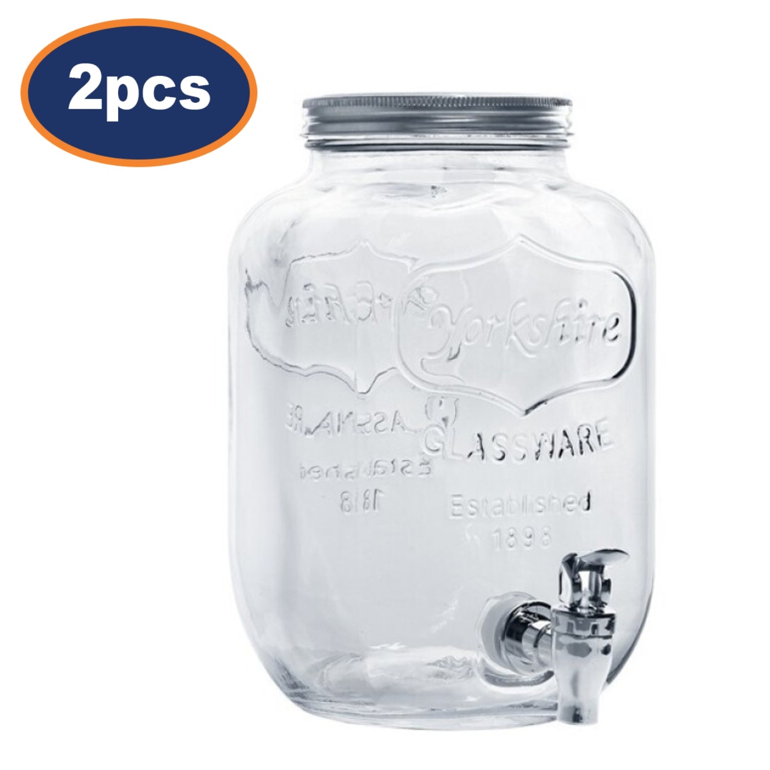 4L Glass Drink Dispenser with Spigot 2 Piece Set