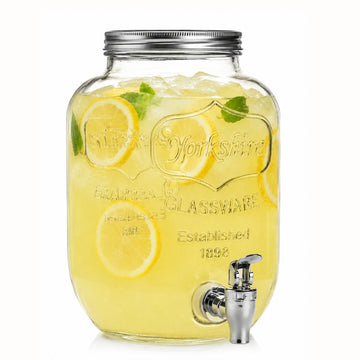 4L Glass Drink Dispenser with Spigot 2 Piece Set