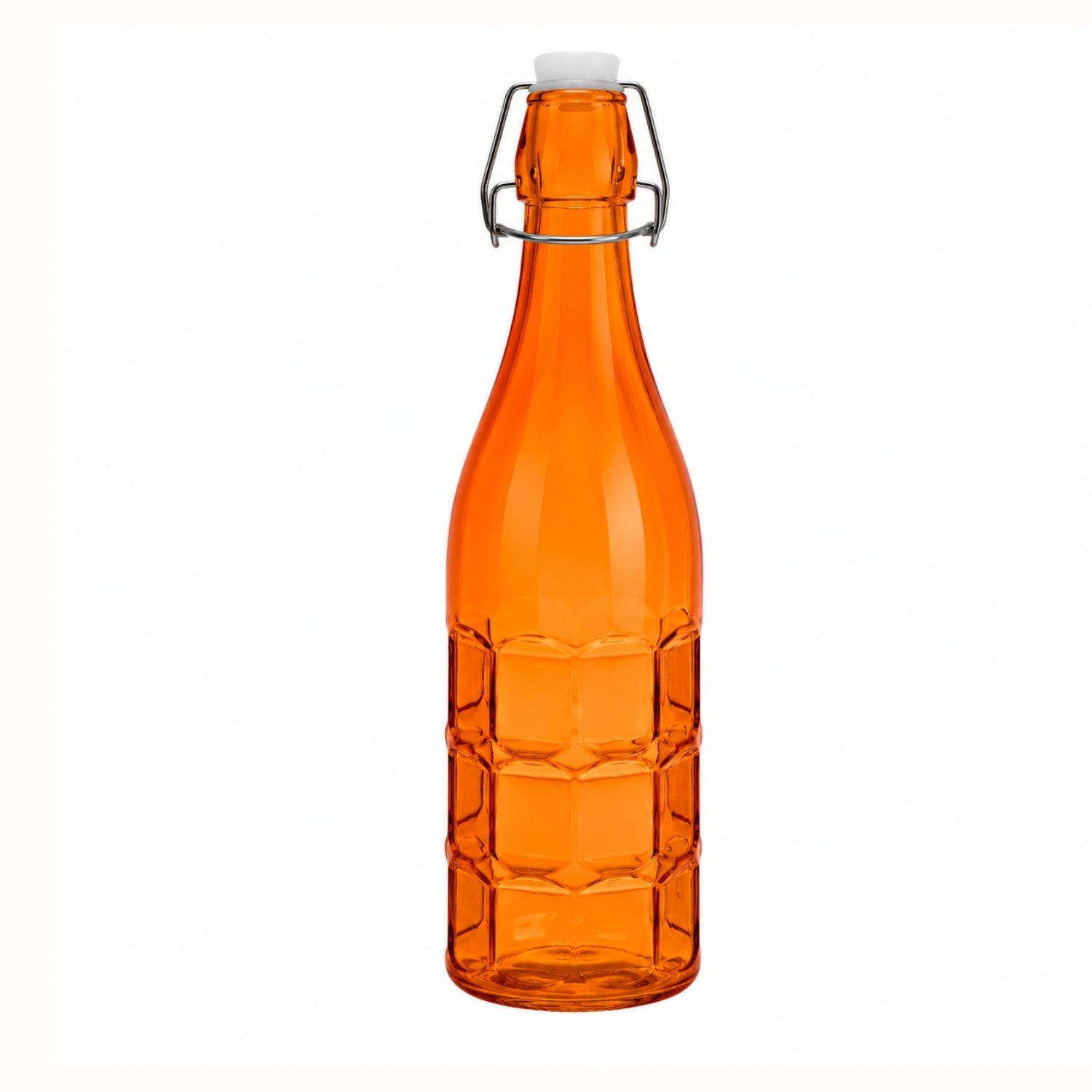 1L Orange Glass Bottle with Flip Top Swing Lid - Reusable Beverage Storage Bottle