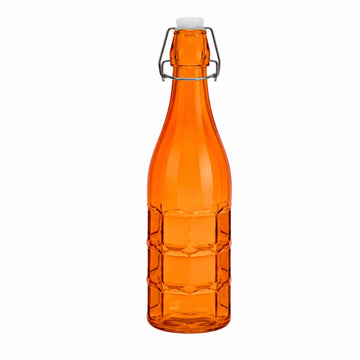 1L Orange Glass Bottle with Flip Top Swing Lid - Reusable Beverage Storage Bottle
