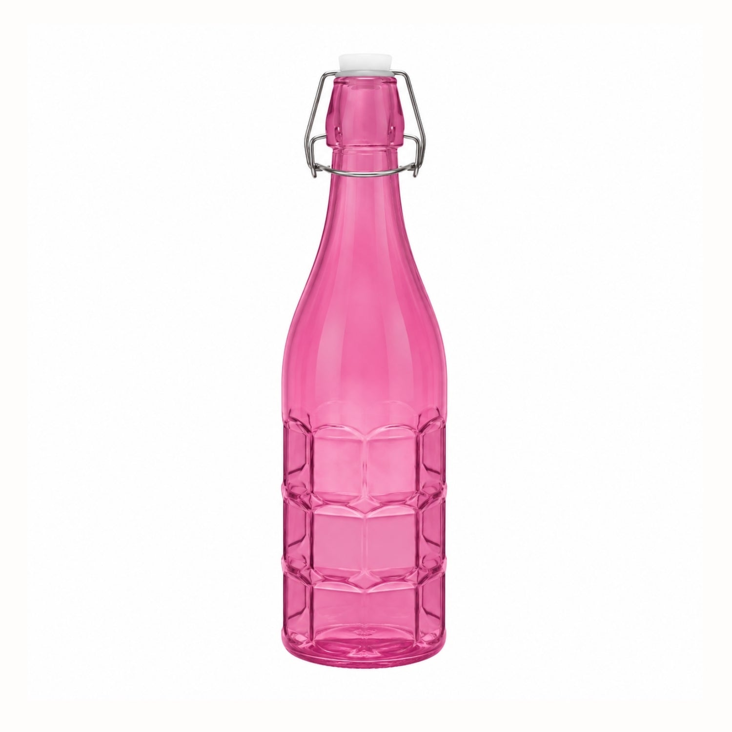 1L Pink Glass Bottle with Flip Top Swing Lid - Reusable Beverage Storage Bottle
