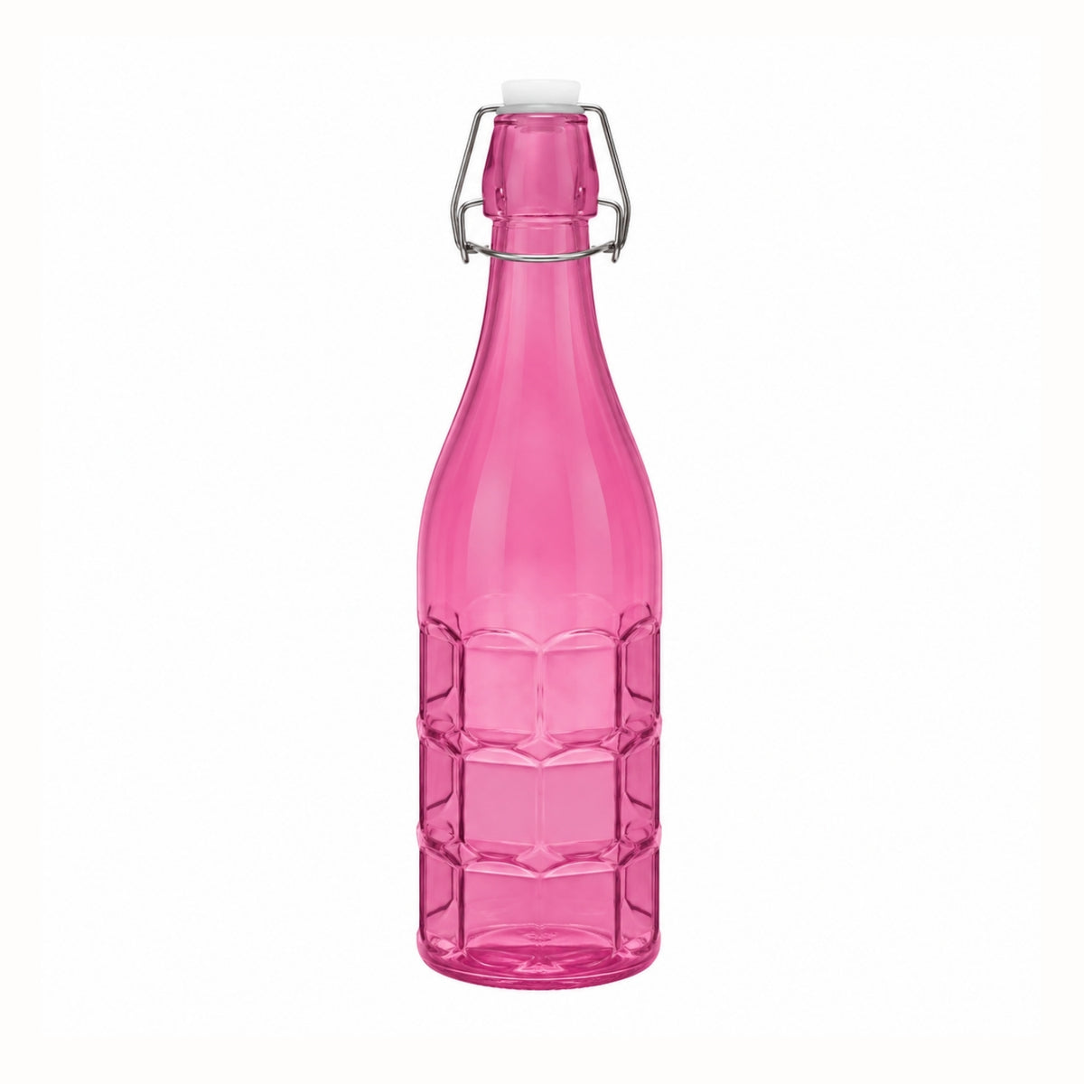 1L Pink Glass Bottle with Flip Top Swing Lid - Reusable Beverage Storage Bottle