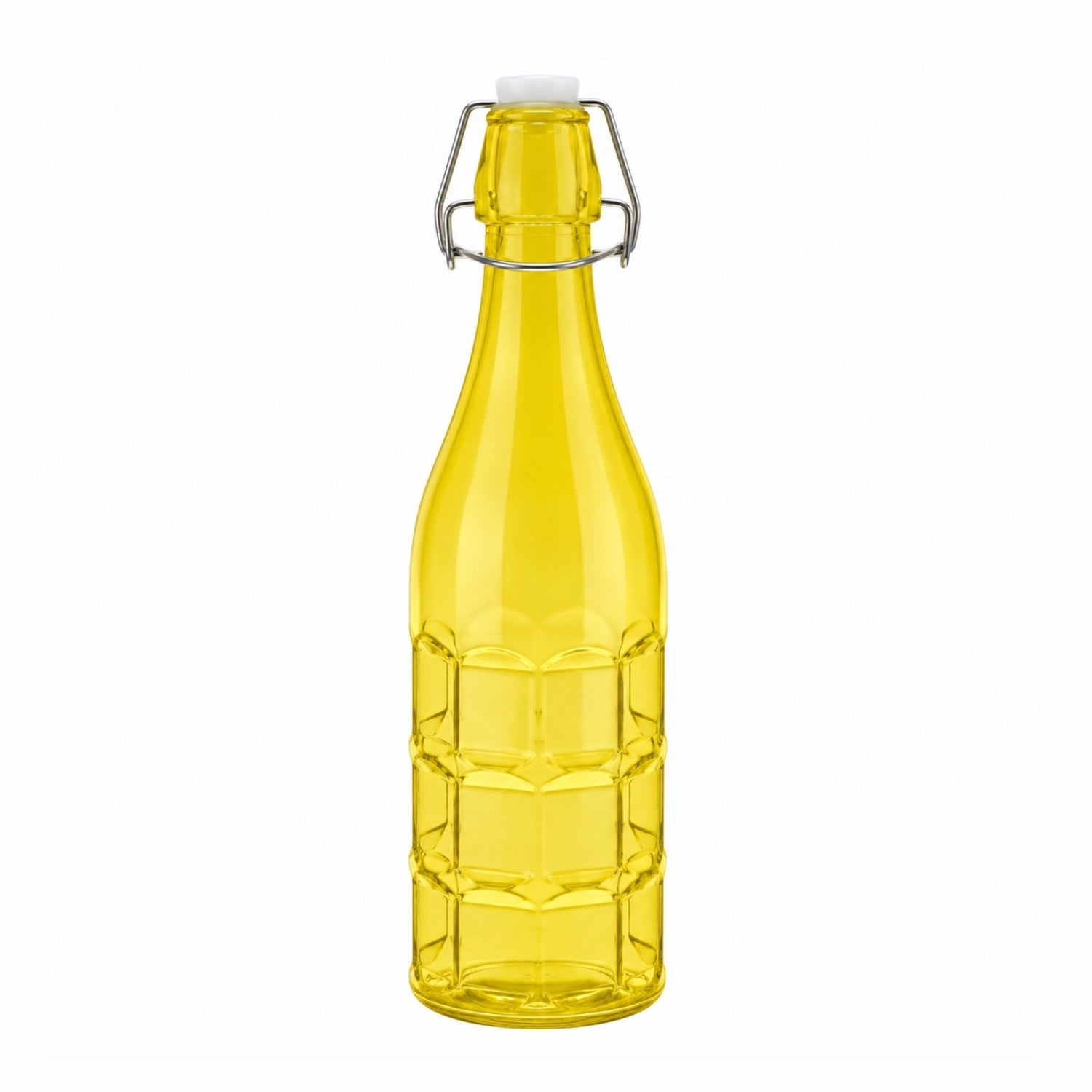 1L Yellow Glass Bottle with Flip Top Swing Lid - Reusable Beverage Storage Bottle