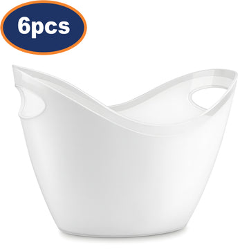 6Pcs 2.8L White Ice Bucket with Handles
