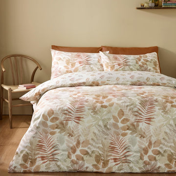 Catherine Lansfield Autumn Leaves Duvet Cover Set, Double, Natural