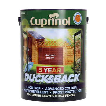 Cuprinol 5 Litre Ducksback Weatherproof Fence Paint - Autumn Brown