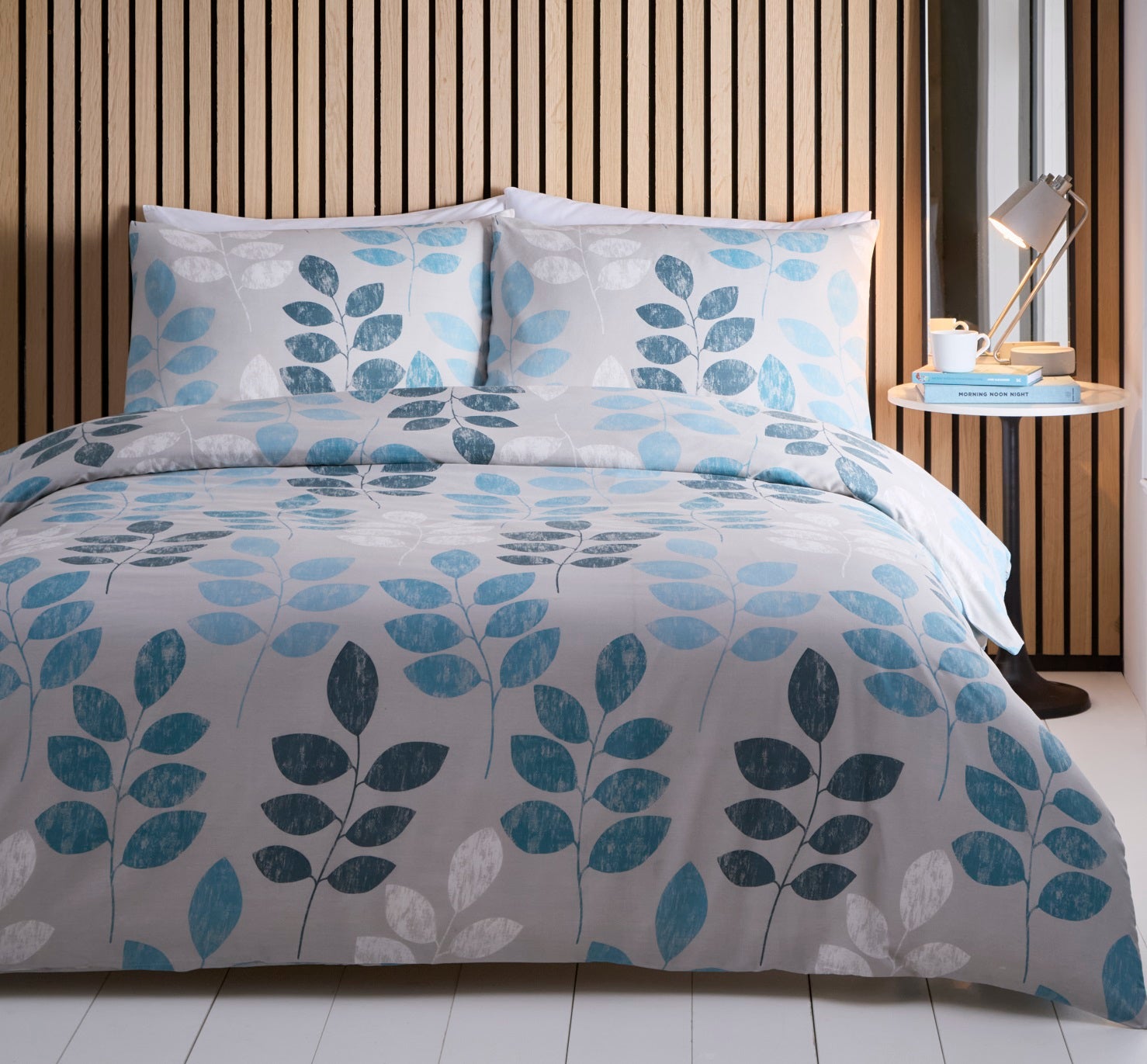 Autumn Leaf Duvet Cover Set, Double, Teal Blue