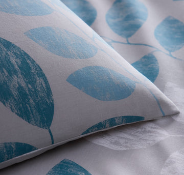 Autumn Leaf Duvet Cover Set, Double, Teal Blue