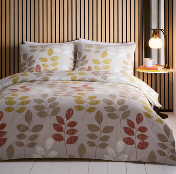 Autumn Leaf Duvet Cover Set, Double, Natural Orange Ochre