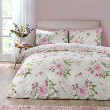 Catherine Lansfield Shabby Chic Duvet Cover Set, Double, Avebury Pink Cream