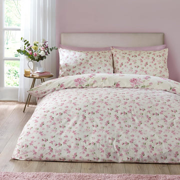 Catherine Lansfield Shabby Chic Duvet Cover Set, King, Avebury Pink Cream