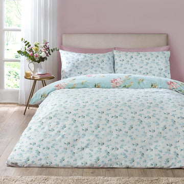 Catherine Lansfield Shabby Chic Duvet Cover Set, King, Avebury Pink Duckegg