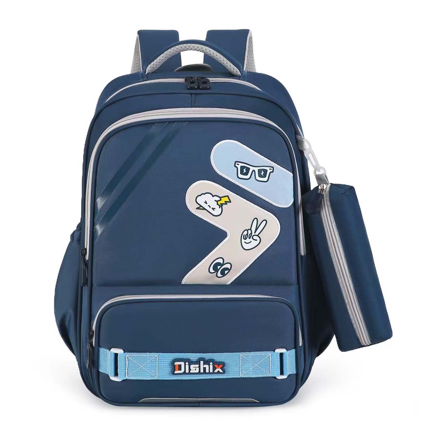 Blue School Backpack with Pencil Case
