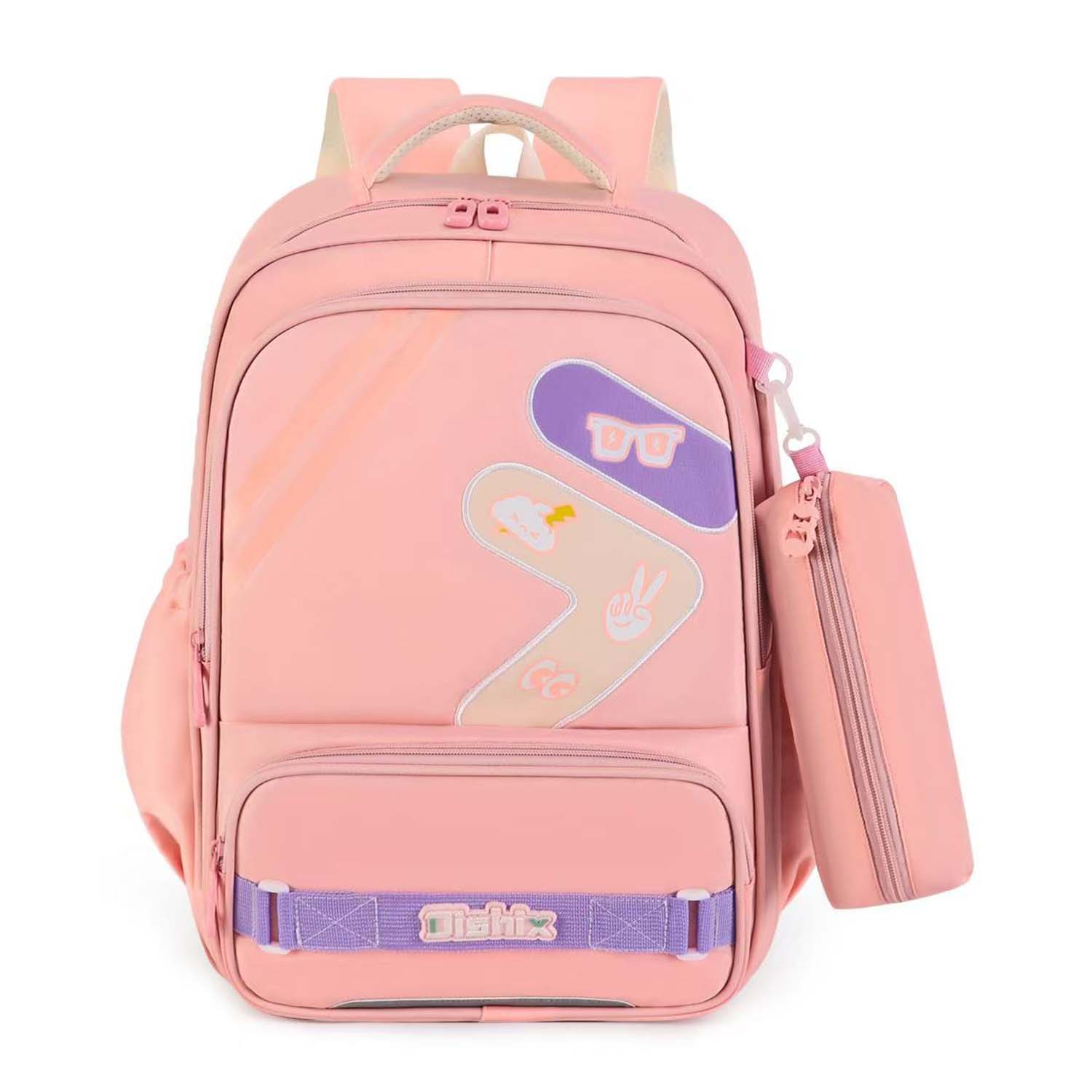 Girls School Backpack with Pencil Case - Pink