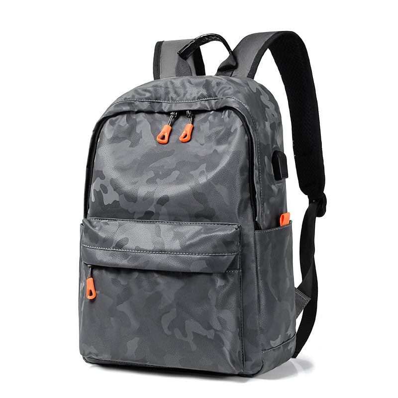 Grey Camouflage Laptop Backpack Multipocket Travel School Rucksack