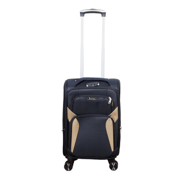 20" Travel Suitcase Black Brown Expandable Luggage