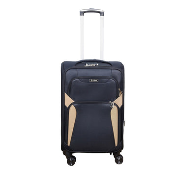 24" Travel Suitcase Black Brown Expandable Luggage