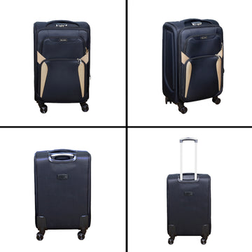 3-Set Travel Suitcase Black Brown Expandable Luggage Trolley