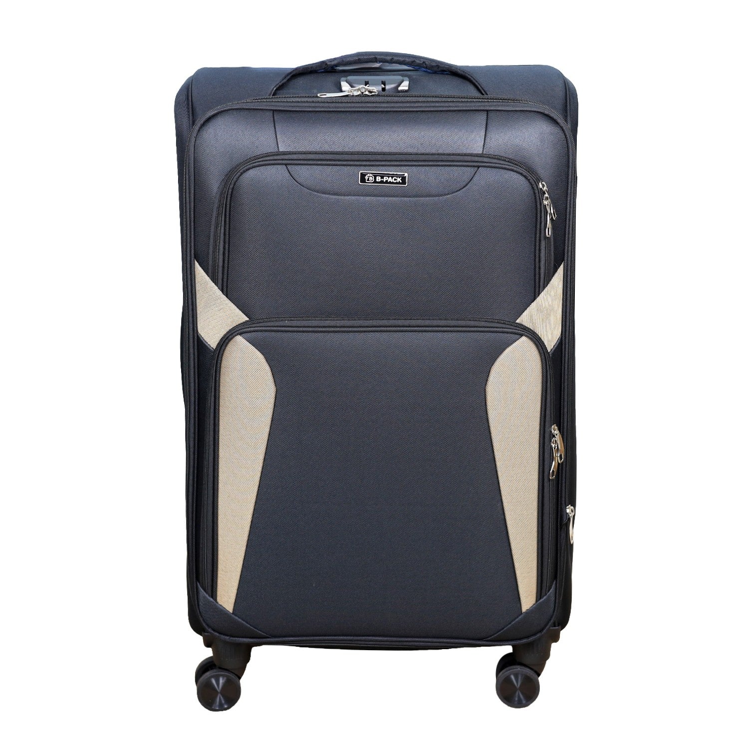28" Travel Suitcase Black Brown Expandable Luggage