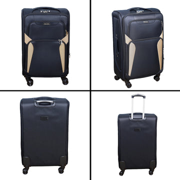 28" Travel Suitcase Black Brown Expandable Luggage