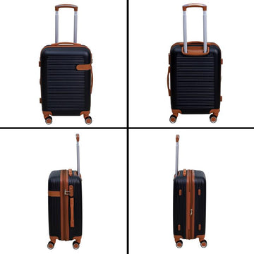 20" Travel Suitcase Vienna Black Expandable ABS Luggage