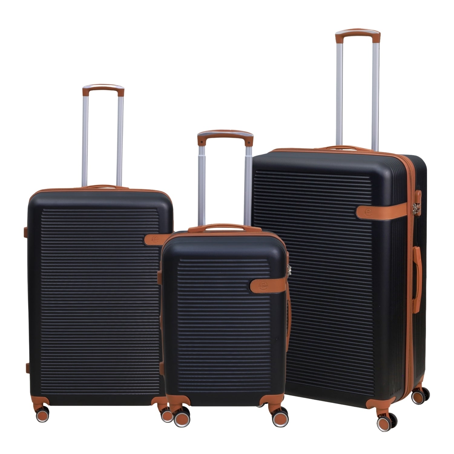 3-pc Travel Suitcase Vienna Black Expandable ABS Luggage